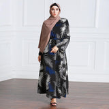 Muslim Women Stylish Kashibo Abaya Muslim Ladies Long Gown Islamic Clothing Jilbab Jalabiya Fashion Printed Long Sleeve Stitching Dress