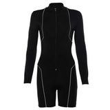 Jumpsuits Summer Reflective Stitching Long Sleeve High Waist Tight Zipper Jumpsuit