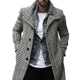 John Dutton Jacket Fall/Winter Plaid Lapel Single Breasted Mid-Length Coat