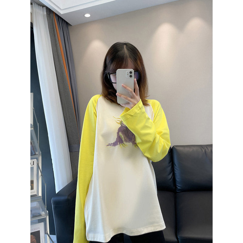 We11done Long Sleeve Shirt Contrast Color Little Monster Direct Injection Loose Casual Men's and Women's Long Sleeve