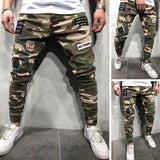 J Shaped Jeans Men's Jeans Badge Stretch Slim Fit Skinny Elastic Foot Mouth Camouflage Skinny Pants