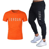 Men′s Athletic Tracksuit Sweat Suits for Men Outfits Spring Autumn Men's Casual Short Sleeve T-shirt Cotton Short Sleeve Sports Trousers Printing Suit