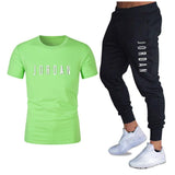 Men′s Athletic Tracksuit Sweat Suits for Men Outfits Spring Autumn Men's Casual Short Sleeve T-shirt Cotton Short Sleeve Sports Trousers Printing Suit