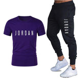 Men′s Athletic Tracksuit Sweat Suits for Men Outfits Spring Autumn Men's Casual Short Sleeve T-shirt Cotton Short Sleeve Sports Trousers Printing Suit