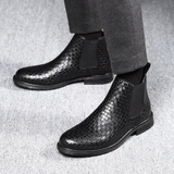 Indo Western Shoes Heavy Industry Woven Surface High-Top Men's Shoes Elastic Sleeve Chelsea Boots