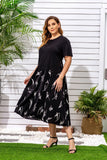Women Plus Size Midi Dresses Fashion Stitching Loose Dress
