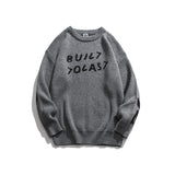 Man Fall Winter Outfis Autumn and Winter Vintage round Neck Sweater Male Letter Embroidered Sweater Casual Top
