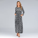 Muslim Women Stylish Kashibo Abaya Muslim Ladies Long Gown Islamic Clothing Jilbab Jalabiya Round Neck Long Sleeve Slim Fit Large Swing Dress