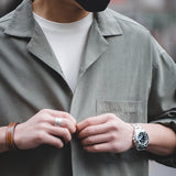 Work Shirts Long Sleeve Shirt Loose Leather V-neck Shirt Men