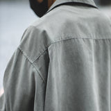 Work Shirts Long Sleeve Shirt Loose Leather V-neck Shirt Men