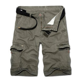 Tactics Style Men Short Personalized Multi-Pocket Cotton Washed Overalls Middle Pants