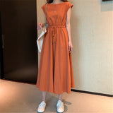 Work Dresses for Teachers Summer Loose Large Size Midi Dress