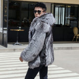 Beaver Coat Men Winter Warm Hooded Jacket Marten Overcoats