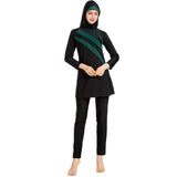 Burkini Muslim Swimwear Plus Size Color Matching Conservative Swimwear Three-Piece Set