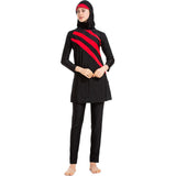 Burkini Muslim Swimwear Plus Size Color Matching Conservative Swimwear Three-Piece Set