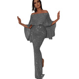 Nina Parker Dresses Big Ruffled Chest Wrap Hip Slim Fit Slit Evening Long Dress