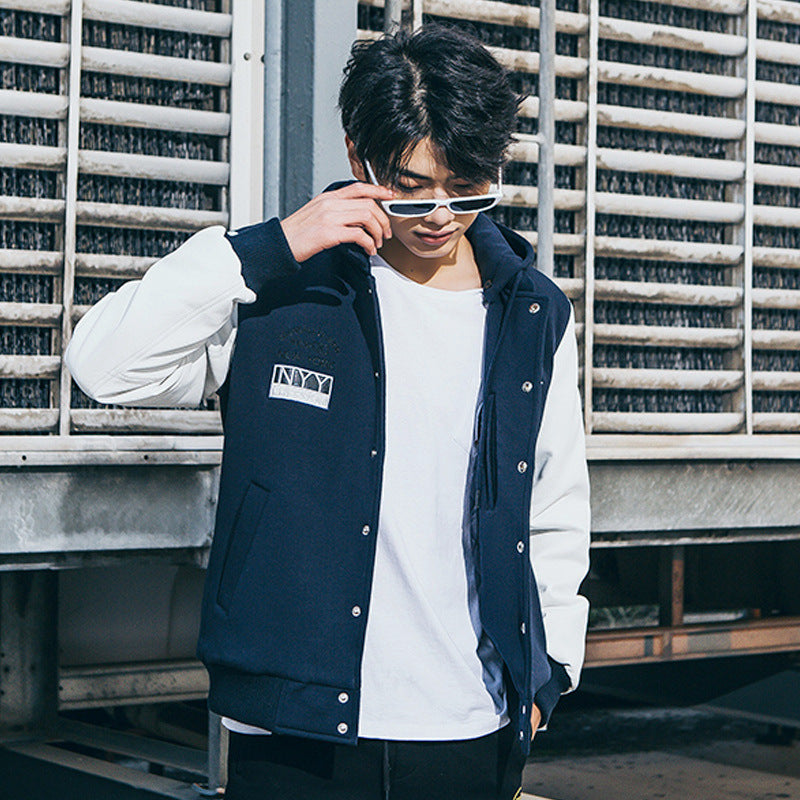 Yankee Letterman Jacket Outfit Senior Jackets Varsity Baseball College Coat Mlbny Spring and Autumn Hooded Cotton Addition Baseball Uniform