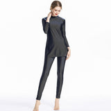 Burkini Muslim Swimwear Solid Color Sportswear Three-Piece Set