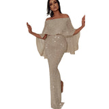 Nina Parker Dresses Big Ruffled Chest Wrap Hip Slim Fit Slit Evening Long Dress