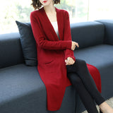 Beth Dutton Outfits Autumn Sweater Women's Inverness Mid-Length Autumn and Winter Knitted Cardigan