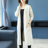 Beth Dutton Outfits Autumn Sweater Women's Inverness Mid-Length Autumn and Winter Knitted Cardigan