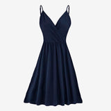 Homecoming Dresses Women's Summer V-neck Printed Pleated Casual Large Swing Dress with Pockets