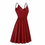 Homecoming Dresses Women's Summer V-neck Printed Pleated Casual Large Swing Dress with Pockets