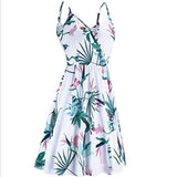 Homecoming Dresses Women's Summer V-neck Printed Pleated Casual Large Swing Dress with Pockets