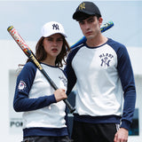 Yankee T Shirt Mlbny Spring and Autumn Men's and Women's Pullover Sweater Embroidered Coat Cotton Long-Sleeved T-shirt