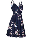 Homecoming Dresses Women's Summer V-neck Printed Pleated Casual Large Swing Dress with Pockets