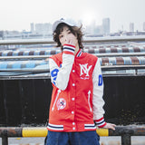 Yankees Letter Jacket Cotton-Padded Jacket Spring and Autumn Men's and Women's Baseball Uniform plus Size Flight Jacket