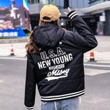 Letterman Jacket Outfit Senior Jackets Varsity Baseball College Coat Mlbny Cotton-Padded Coat Warm Hooded Jacket Loose