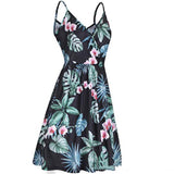 Homecoming Dresses Women's Summer V-neck Printed Pleated Casual Large Swing Dress with Pockets