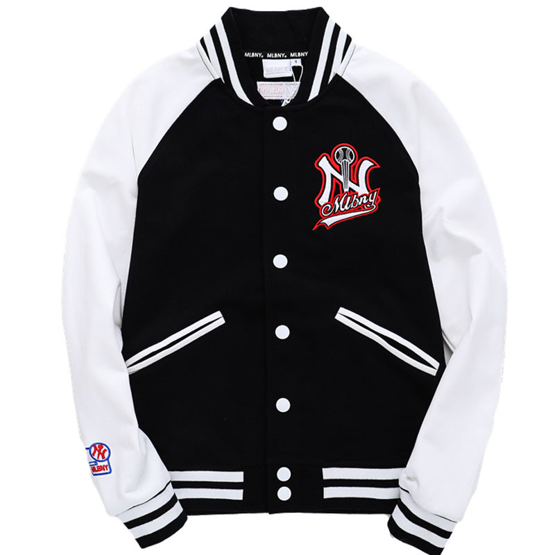 Yankee Letterman Jacket Outfit Senior Jackets Varsity Baseball College Coat Mlbny Black Embroidered Short Jacket Men's Jacket