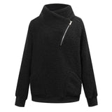 Women Sherpa Jacket Autumn and Winter Turtleneck Pure Color Thickened Top Fleece Shirt