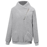 Women Sherpa Jacket Autumn and Winter Turtleneck Pure Color Thickened Top Fleece Shirt