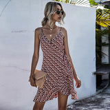 Homecoming Dresses Summer Printed Ruffled Spaghetti Straps Dress for Women