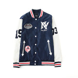 Yankees Letter Jacket Cotton-Padded Jacket Spring and Autumn Men's and Women's Baseball Uniform plus Size Flight Jacket
