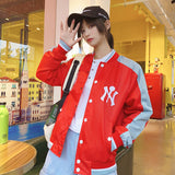 Yankees Letter Jacket Men's and Women's Baseball Uniform Casual Red Coat Jacket