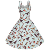 Vintage Empire Waist Dress Vintage Elegant Girdle Printed Sling Large Swing Tuxedo Dress