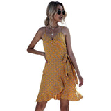 Homecoming Dresses Summer Printed Ruffled Spaghetti Straps Dress for Women