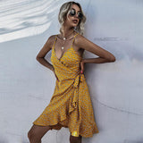Homecoming Dresses Summer Printed Ruffled Spaghetti Straps Dress for Women
