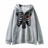 Skeleton Hoodie Zipper Hooded Sweatshirt Skeleton Print Cardigan Zipper
