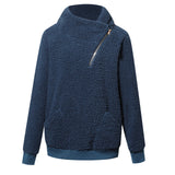 Women Sherpa Jacket Autumn and Winter Turtleneck Pure Color Thickened Top Fleece Shirt