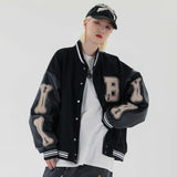 Varsity Baseball Jacket for Men Embroidered Baseball Uniform Contrast Patchwork Jacket Hip Hop Trend Coat Street Tide