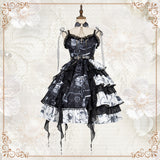 Gothic Lolita Harajuku Style Clothing Vampire Diaries JSK Two-Type Color Contrast Patchwork Skirt
