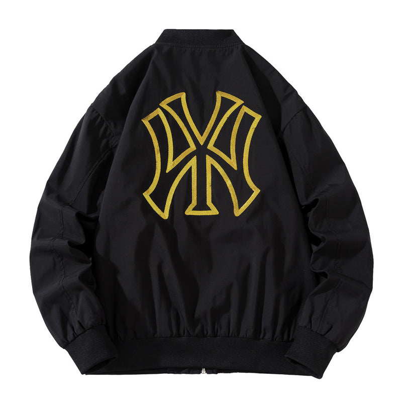 New York NYC Varsity Jacket Baseball Uniform Sequined Embroidered Jacket