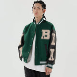 Varsity Baseball Jacket for Men Embroidered Baseball Uniform Contrast Patchwork Jacket Hip Hop Trend Coat Street Tide