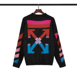 Off White Woolen Knit Arrow Men's and Women's Sweaters Plus Size Casual Sweatshirts Owt