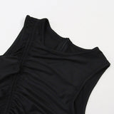 Women Summer Dresses Midi Dress Sexy Solid Color Pleated Pleating Short Skirt Dress for Women